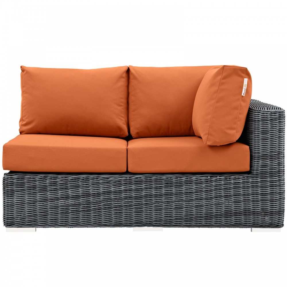 Summon Outdoor Patio Sunbrella Right Arm Loveseat, Canvas Tuscan