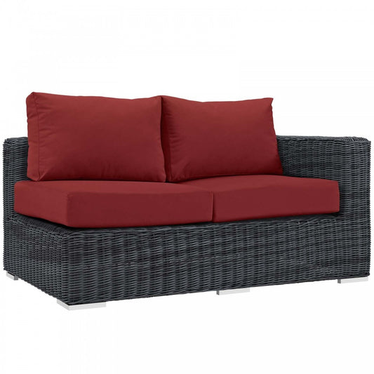 Summon Outdoor Patio Sunbrella Right Arm Loveseat, Canvas Red