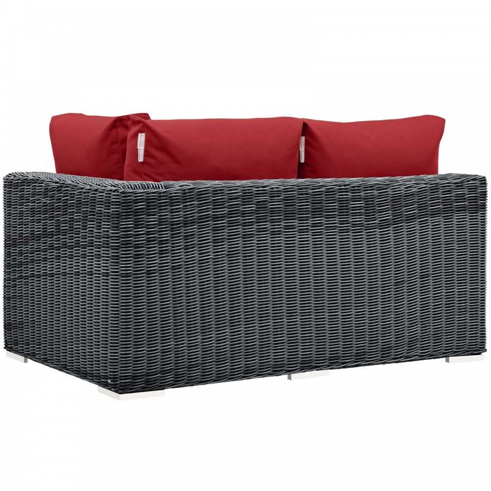 Summon Outdoor Patio Sunbrella Right Arm Loveseat, Canvas Red