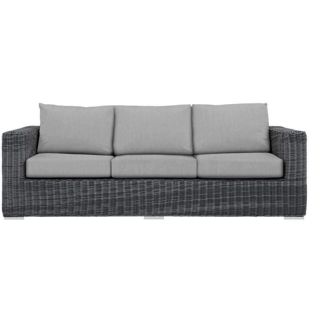 Summon Outdoor Patio Sunbrella Sofa, Canvas Gray