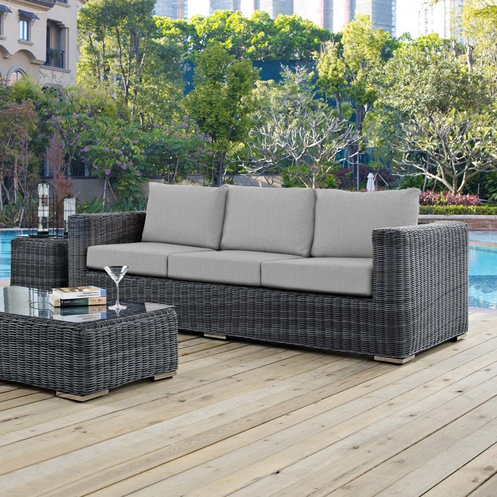 Summon Outdoor Patio Sunbrella Sofa, Canvas Gray