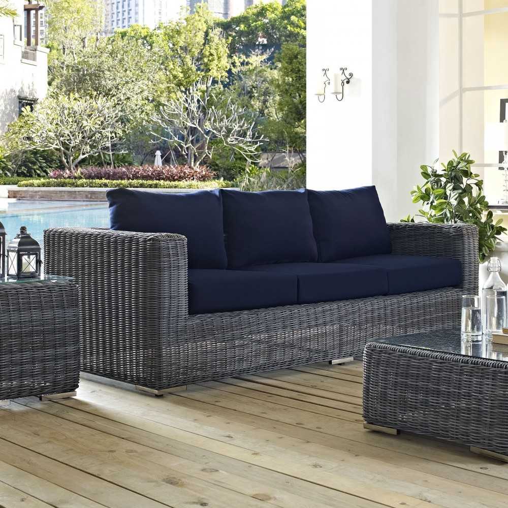 Summon Outdoor Patio Sunbrella Sofa, Canvas Navy