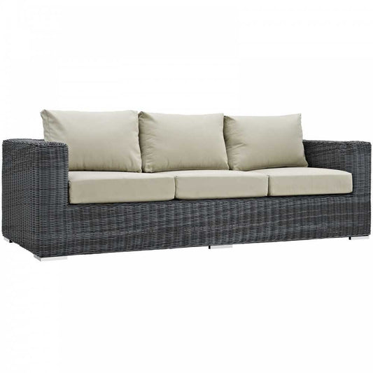 Summon Outdoor Patio Sunbrella Sofa, Canvas Antique Beige