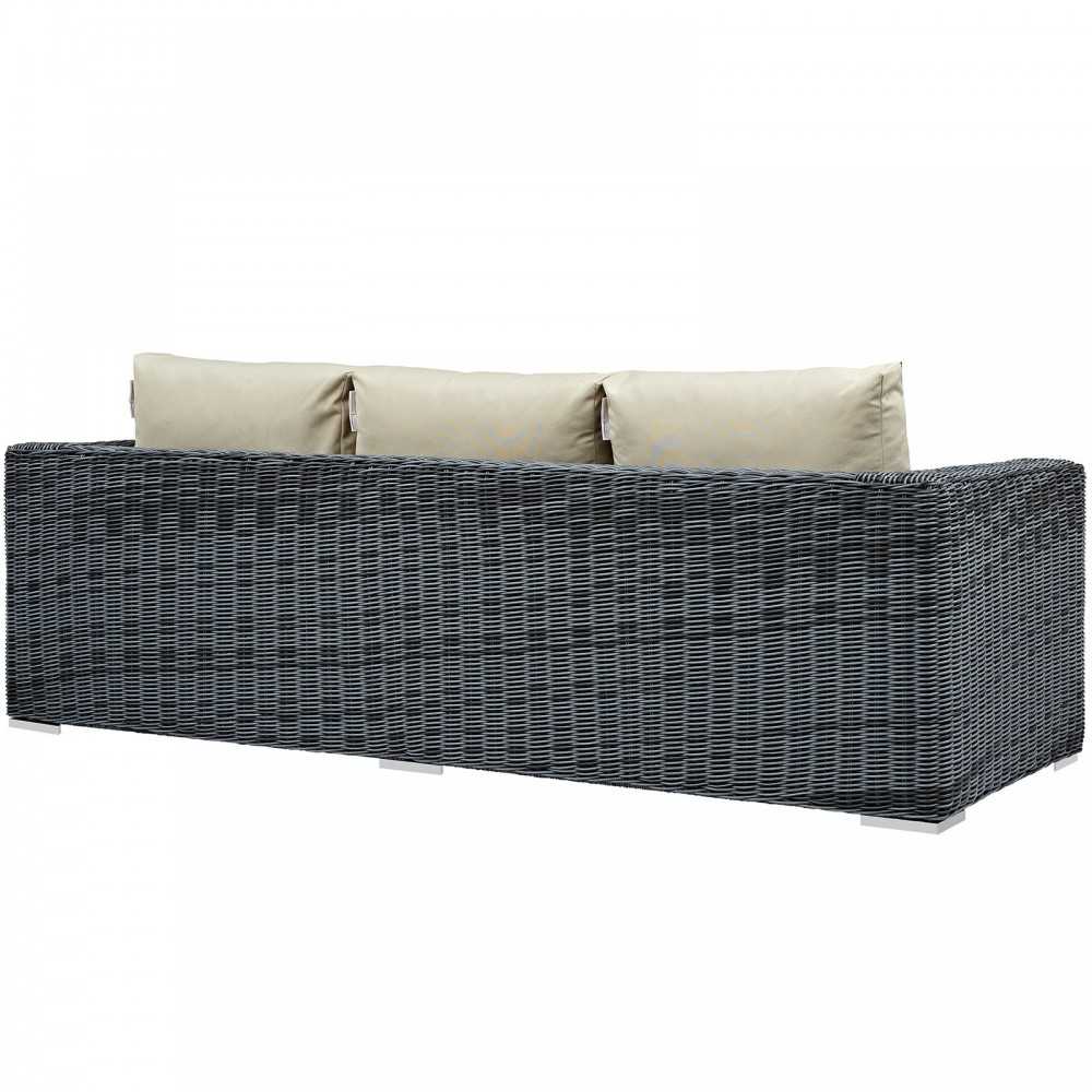 Summon Outdoor Patio Sunbrella Sofa, Canvas Antique Beige