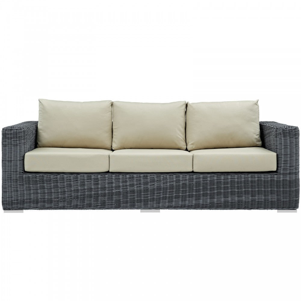 Summon Outdoor Patio Sunbrella Sofa, Canvas Antique Beige