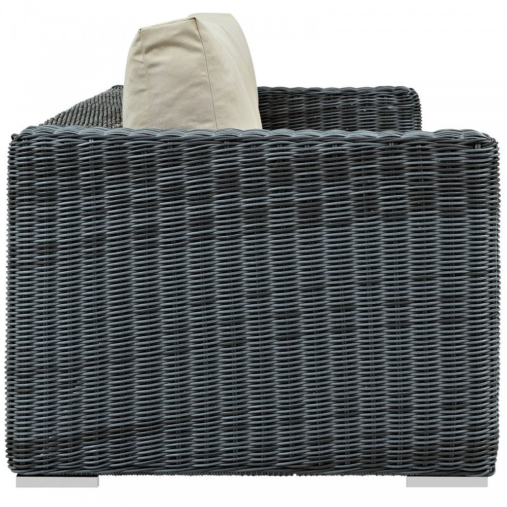 Summon Outdoor Patio Sunbrella Sofa, Canvas Antique Beige