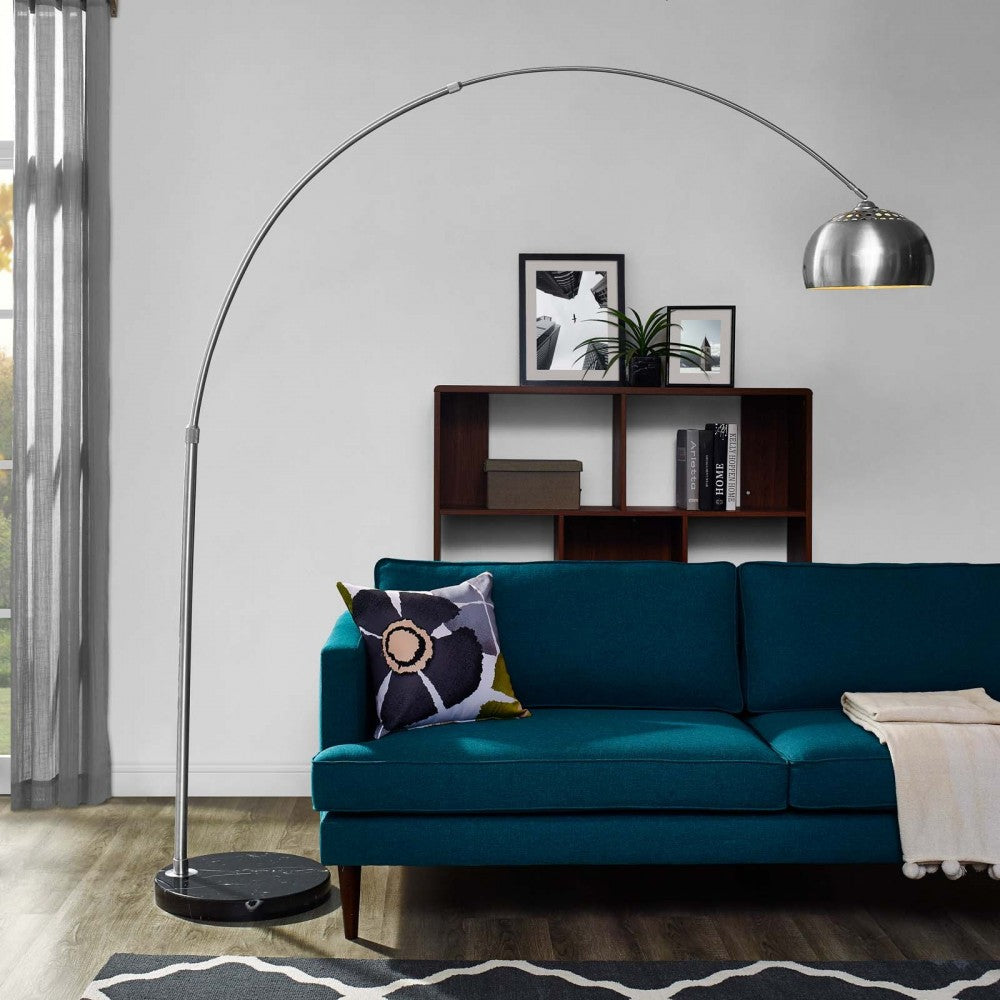 Sunflower Round Marble Base Floor Lamp, Gold