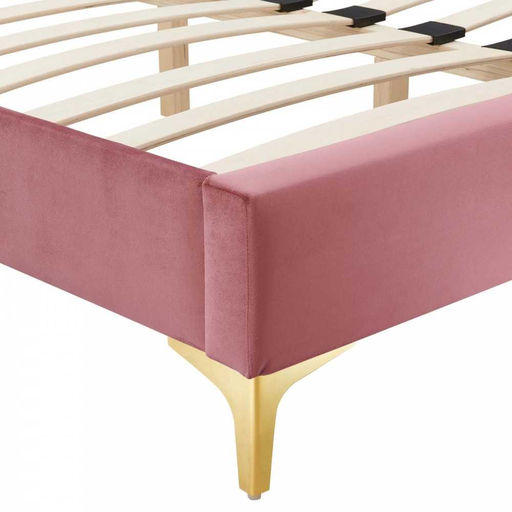 Sutton Full Performance Velvet Bed Frame, Dusty Rose