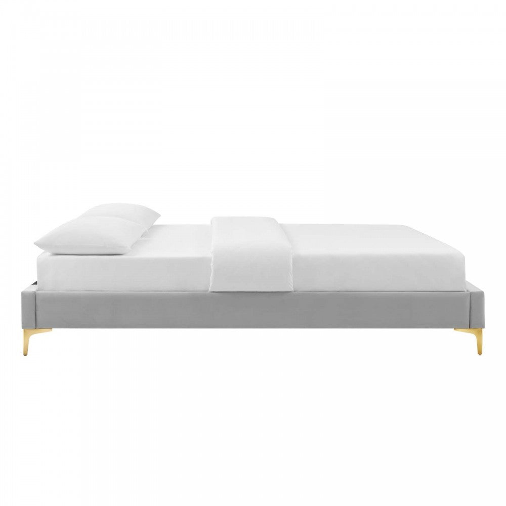 Sutton Full Performance Velvet Bed Frame, Light Gray