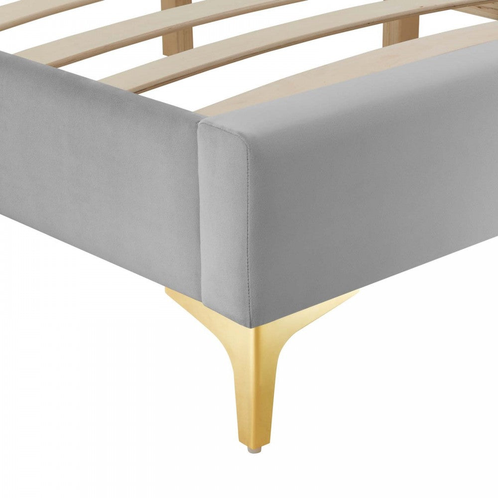 Sutton Full Performance Velvet Bed Frame, Light Gray