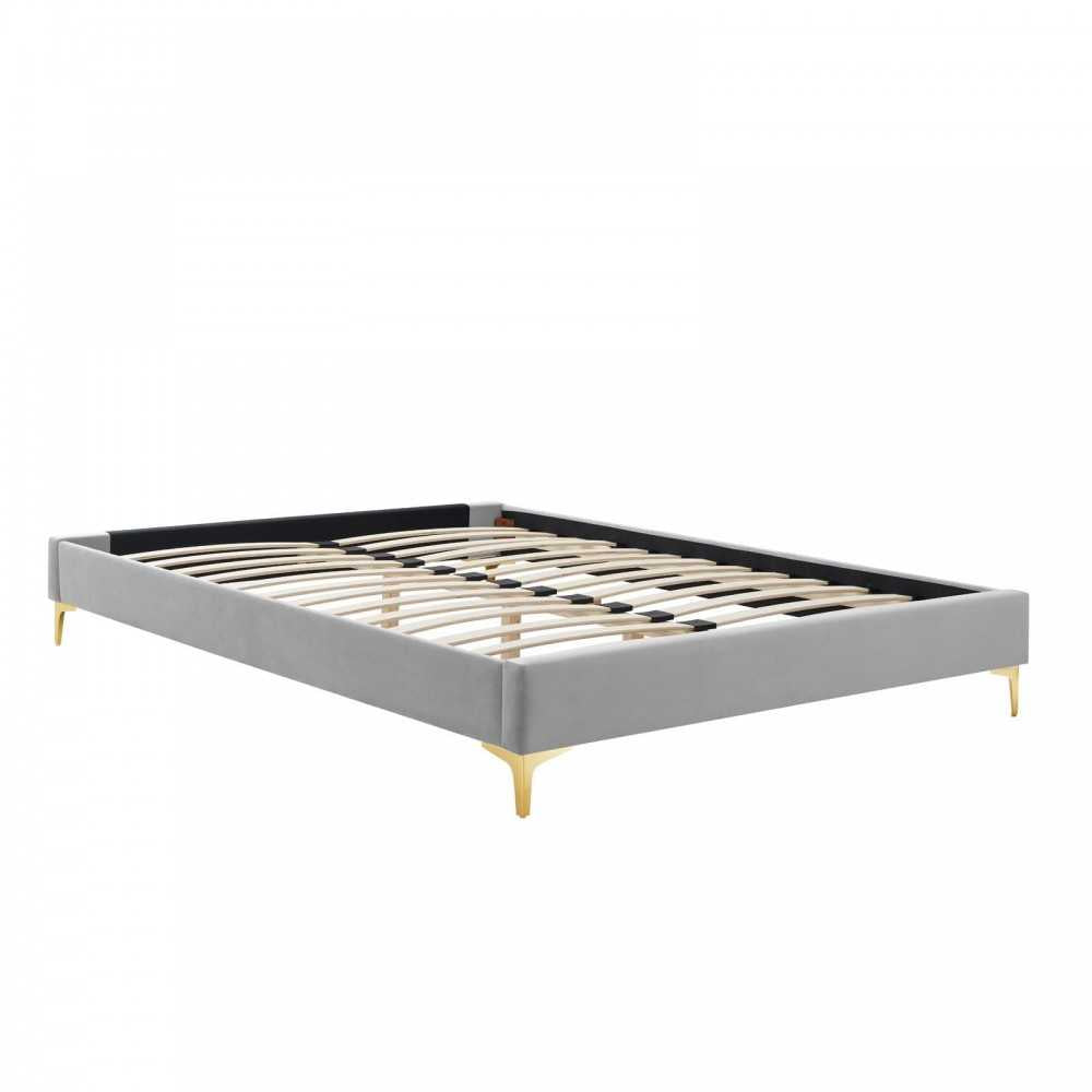 Sutton Full Performance Velvet Bed Frame, Light Gray