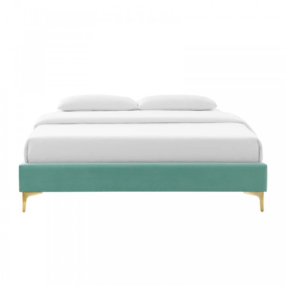 Sutton Full Performance Velvet Bed Frame, Mint