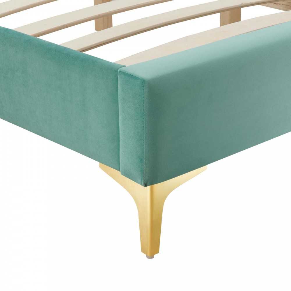 Sutton Full Performance Velvet Bed Frame, Mint