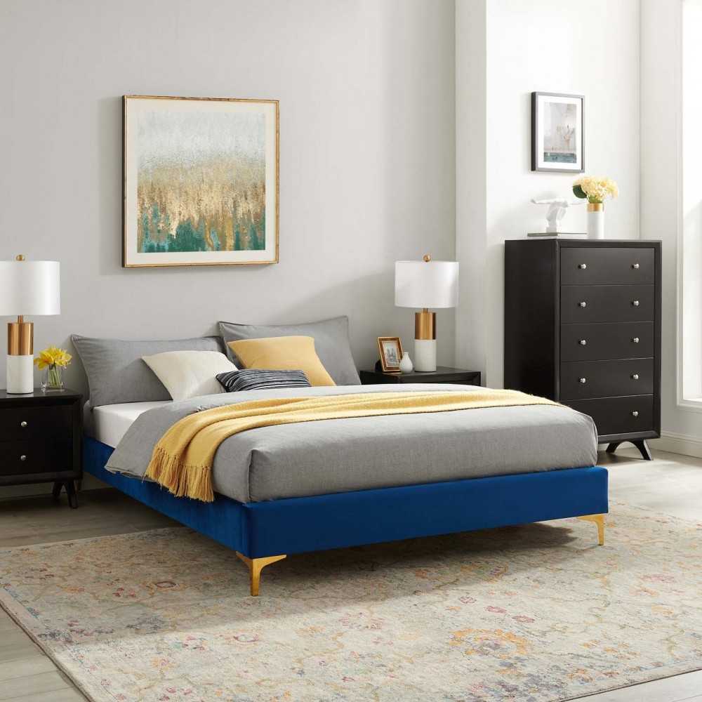 Sutton Full Performance Velvet Bed Frame, Navy