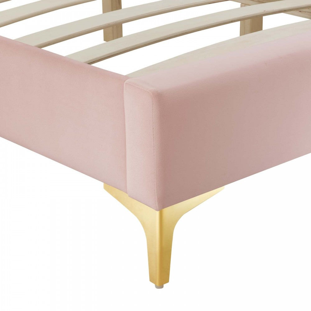 Sutton Full Performance Velvet Bed Frame, Pink