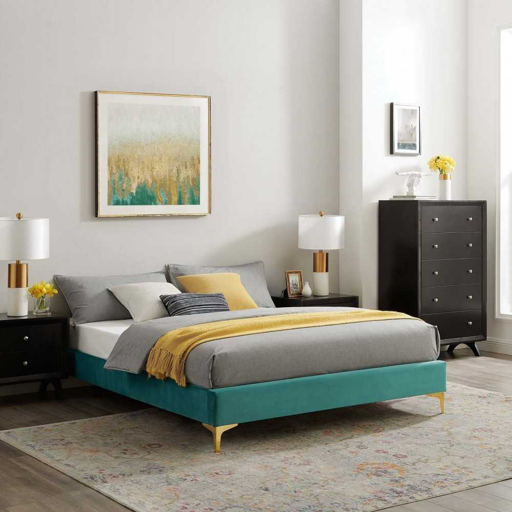 Sutton Full Performance Velvet Bed Frame, Teal