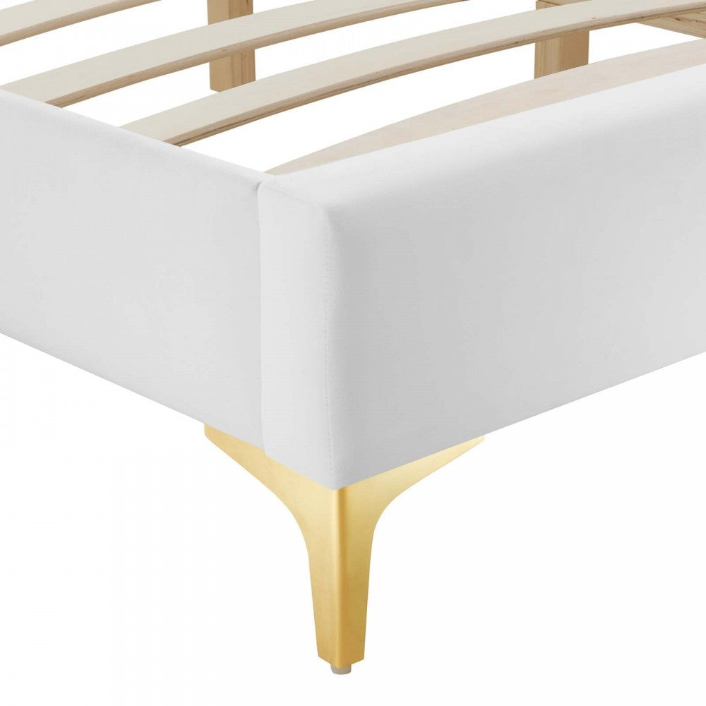 Sutton Full Performance Velvet Bed Frame, White