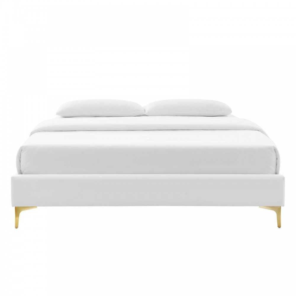 Sutton Full Performance Velvet Bed Frame, White