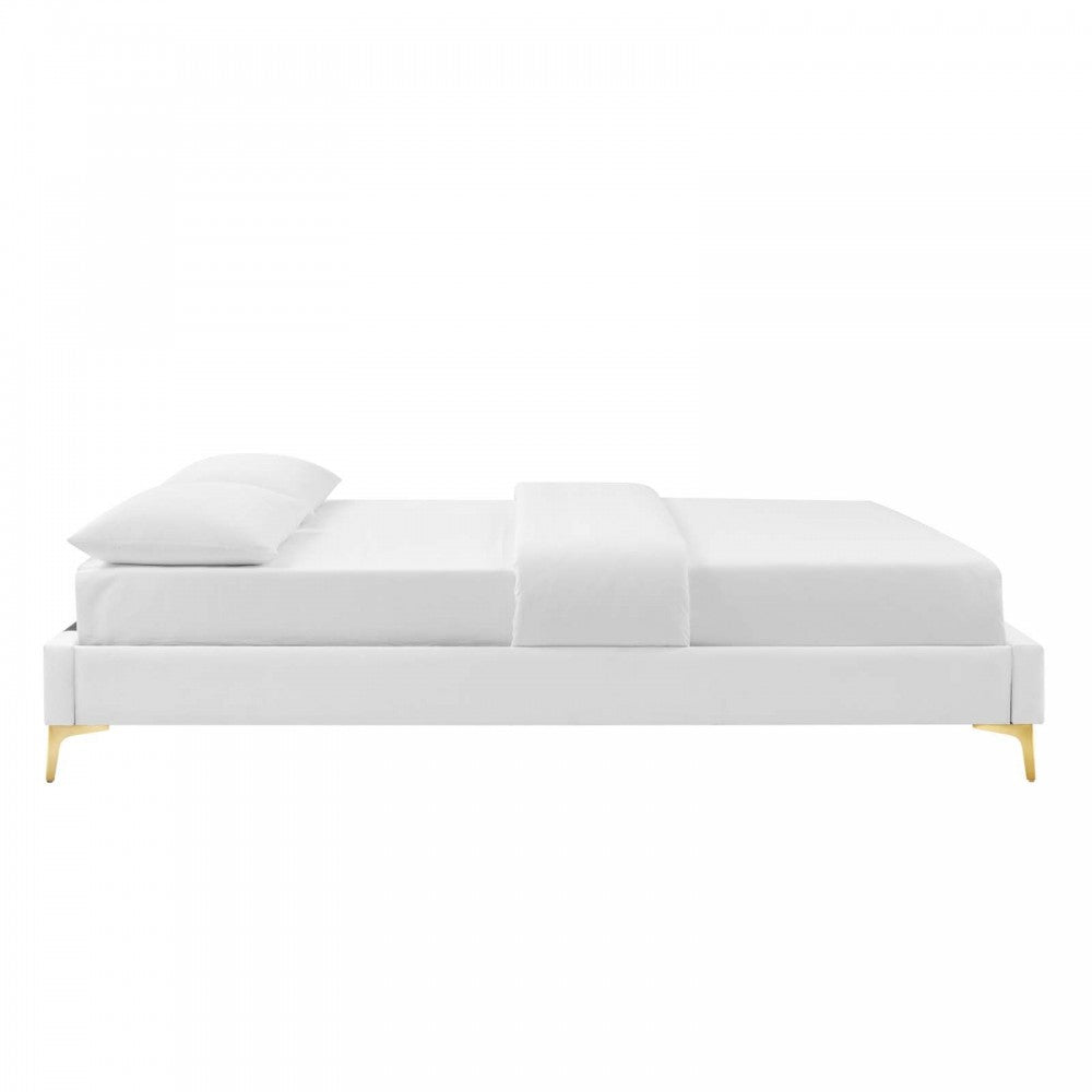 Sutton Full Performance Velvet Bed Frame, White