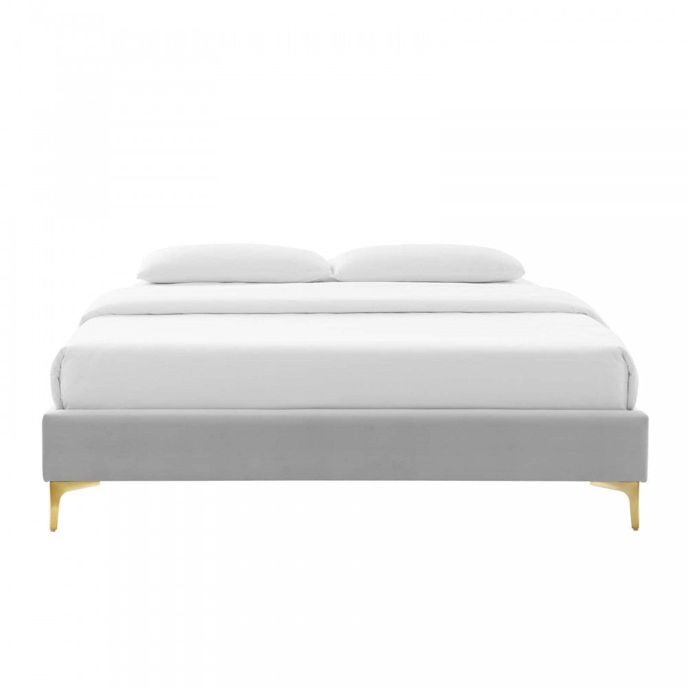 Sutton King Performance Velvet Bed Frame, Light Gray