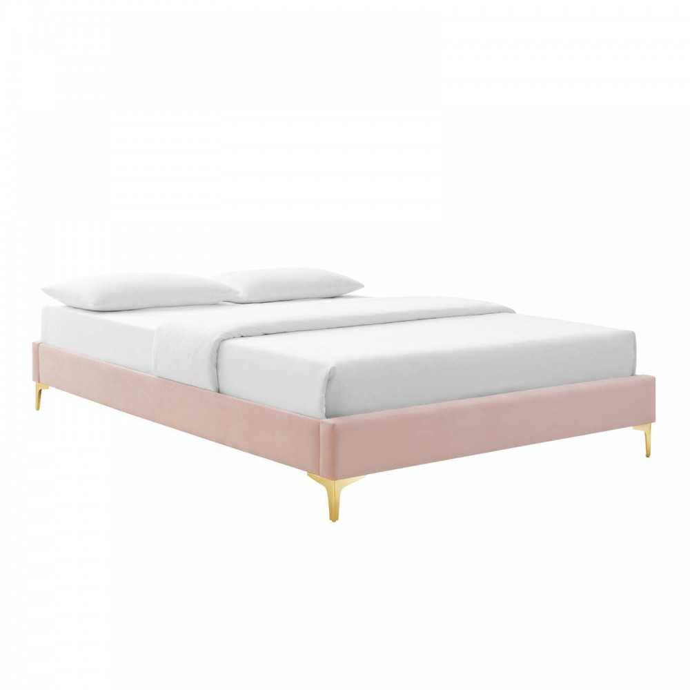 Sutton King Performance Velvet Bed Frame, Pink