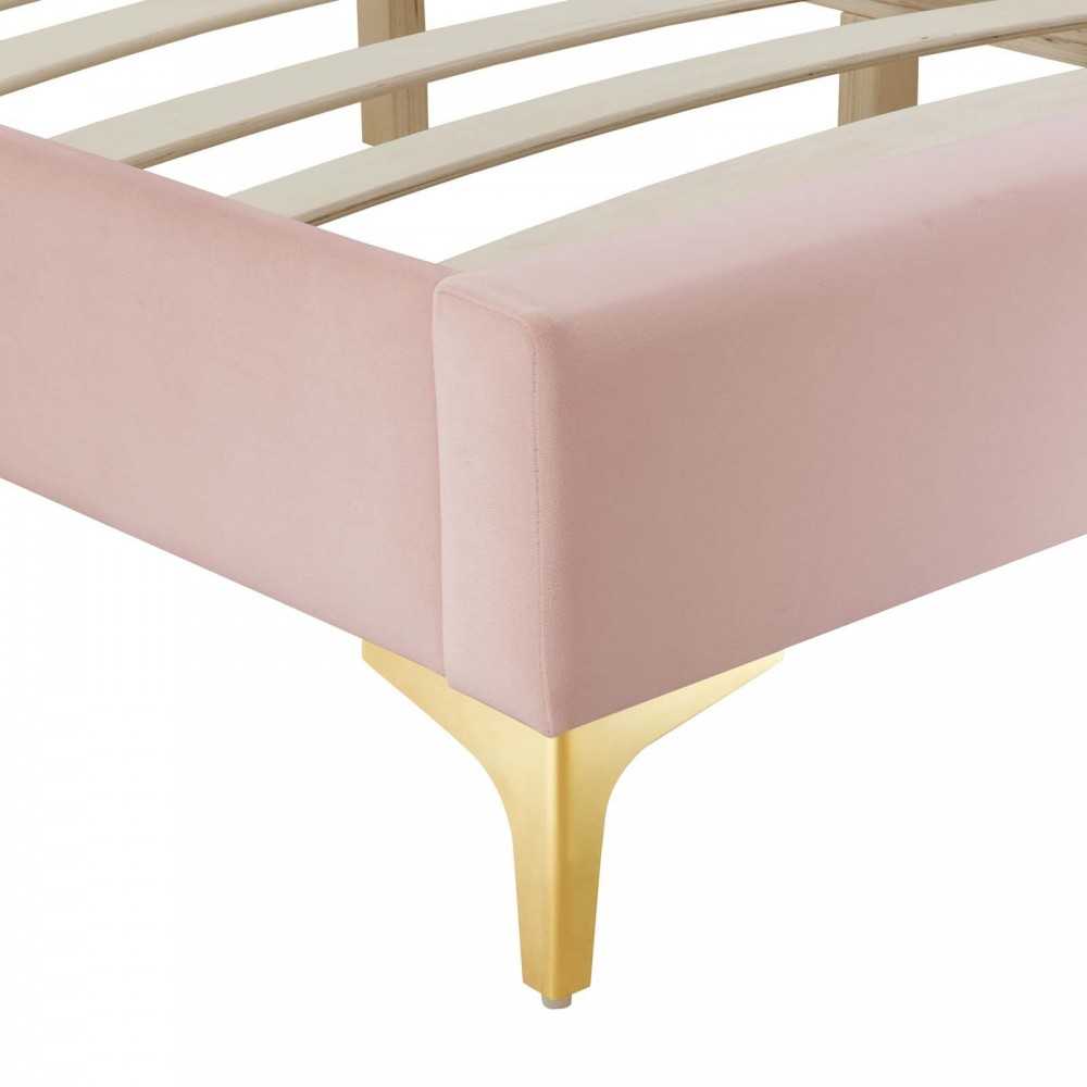 Sutton King Performance Velvet Bed Frame, Pink