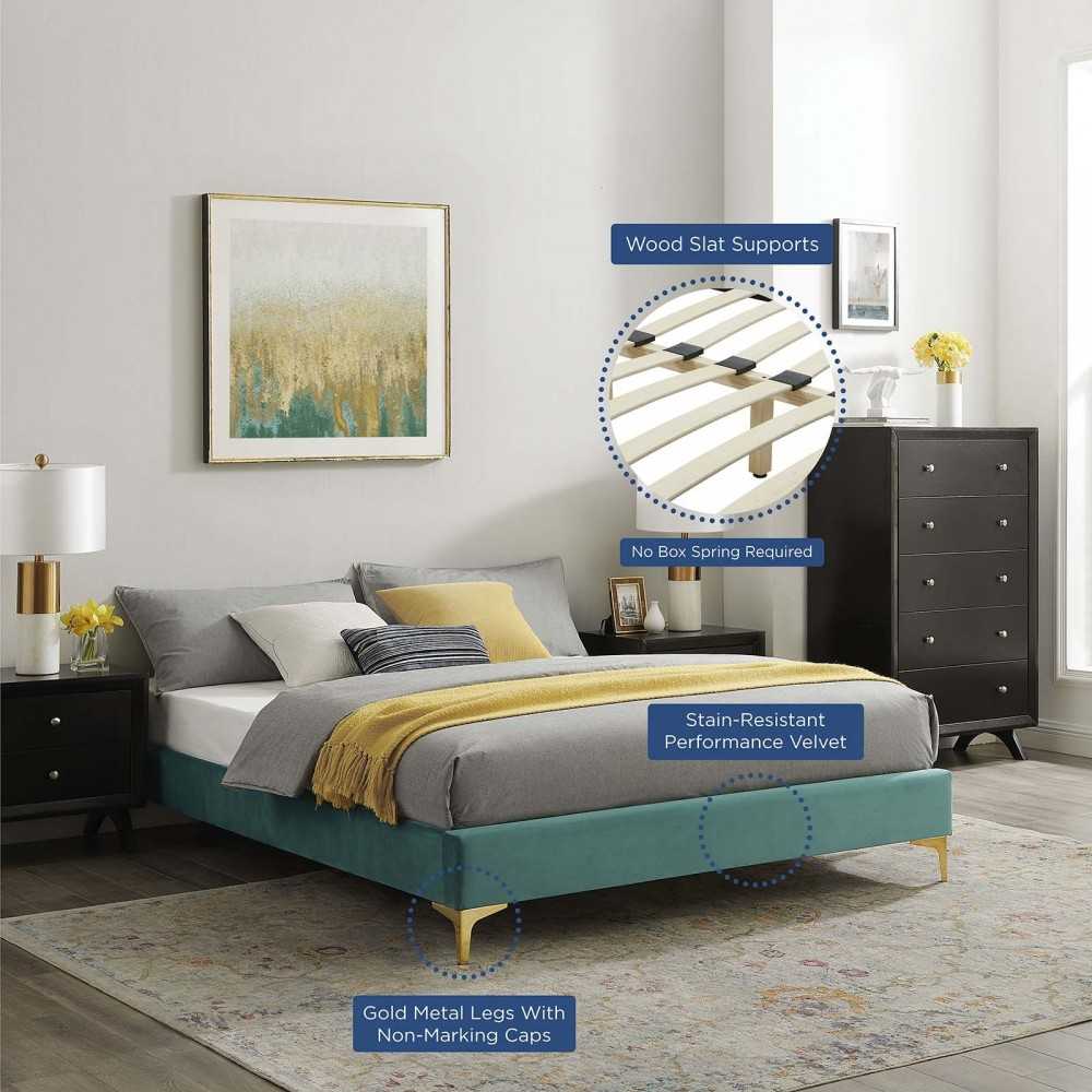 Sutton King Performance Velvet Bed Frame, Teal