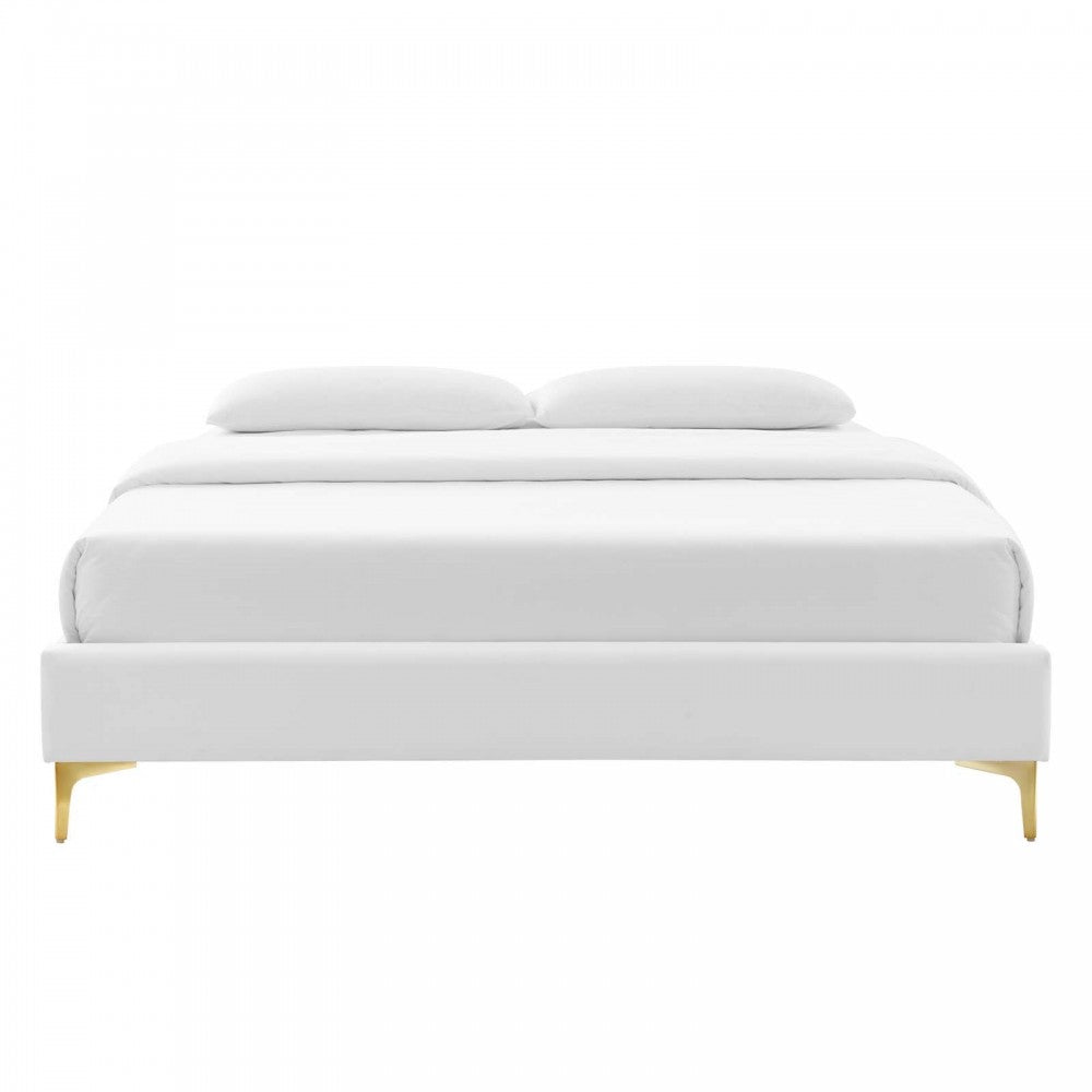 Sutton King Performance Velvet Bed Frame, White