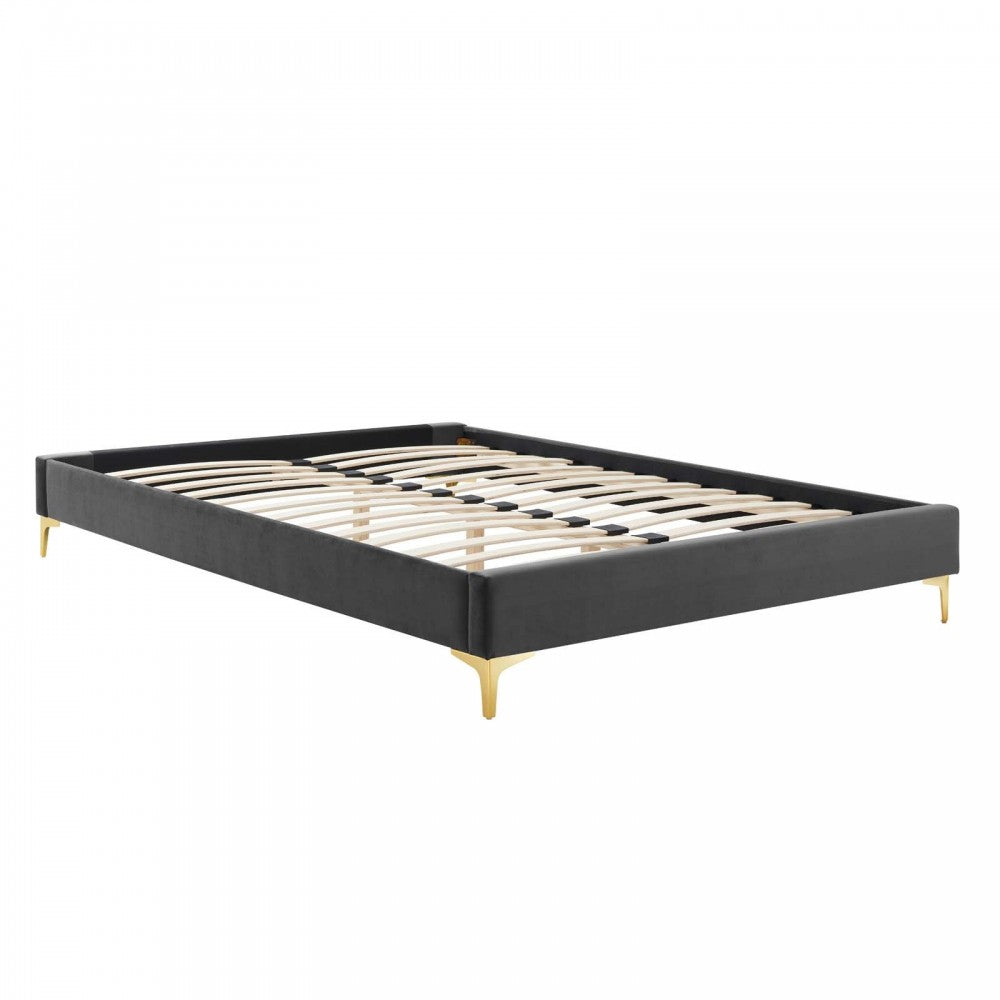 Sutton King Performance Velvet Bed Frame, Charcoal