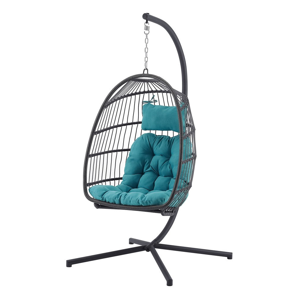 Swing Egg Chair with Stand - Gray/Teal