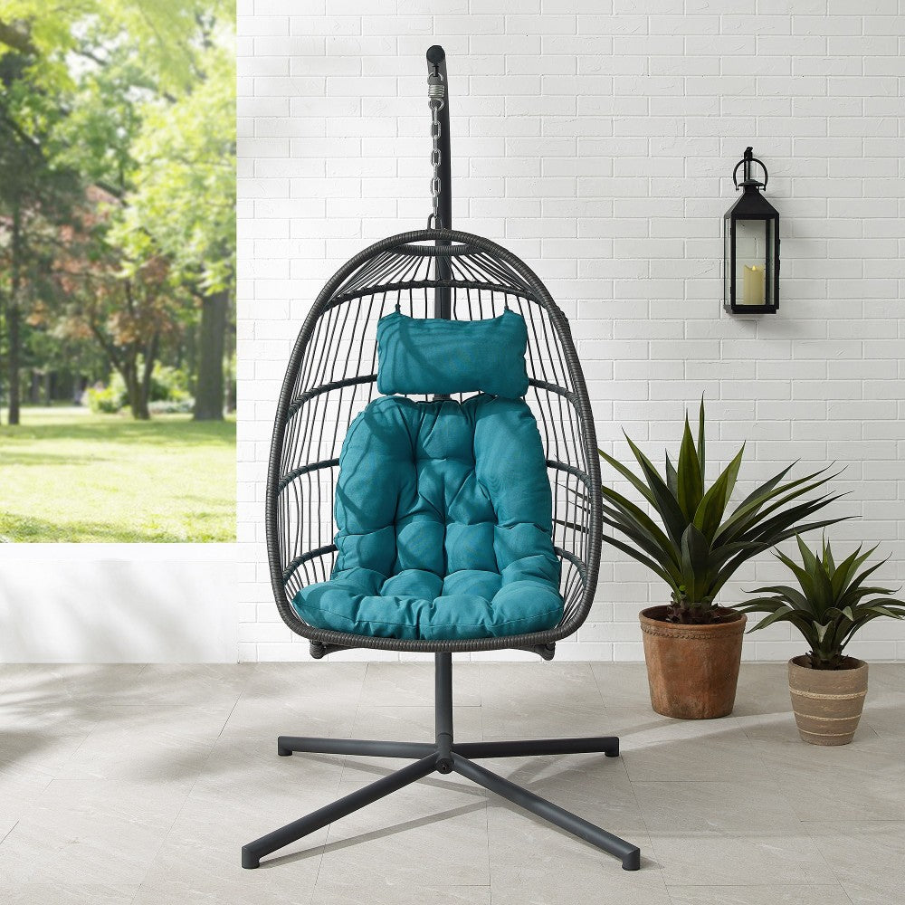 Swing Egg Chair with Stand - Gray/Teal
