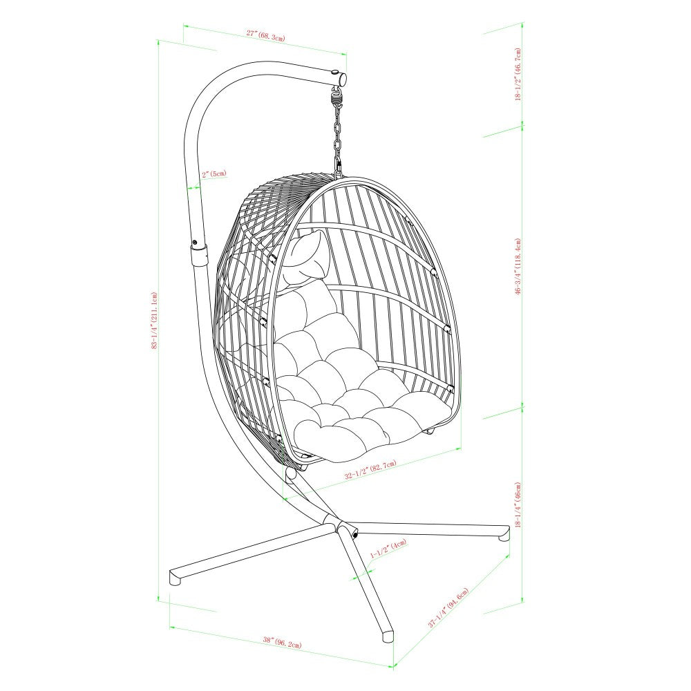 Swing Egg Chair with Stand - Gray/Teal