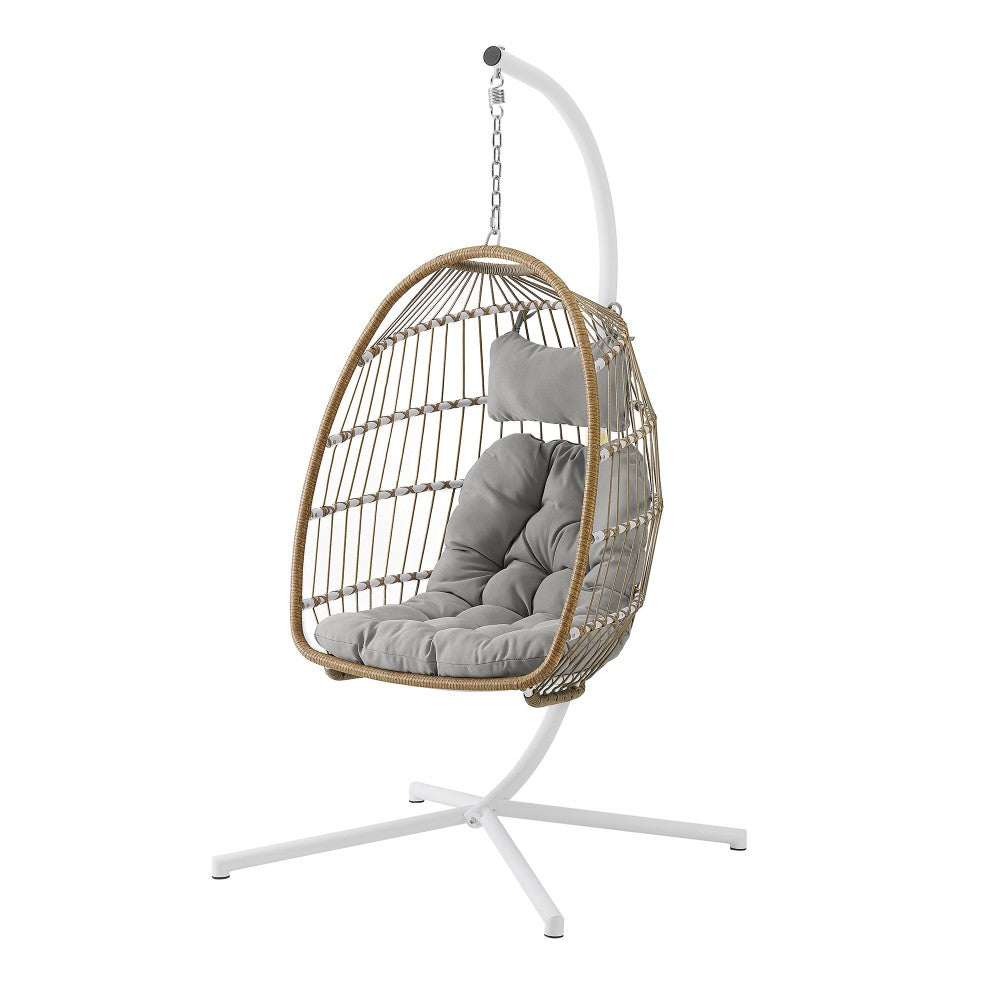 Swing Egg Chair with Stand - Brown/Gray