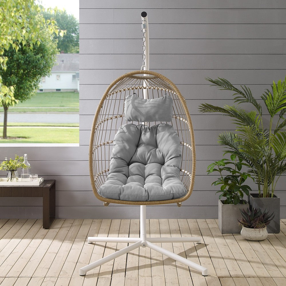 Swing Egg Chair with Stand - Brown/Gray