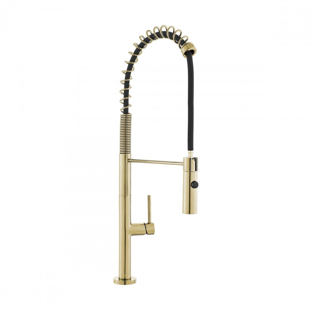 Swiss Madison Chalet Single Handle, Pull-Down Kitchen Faucet in Brushed Gold
