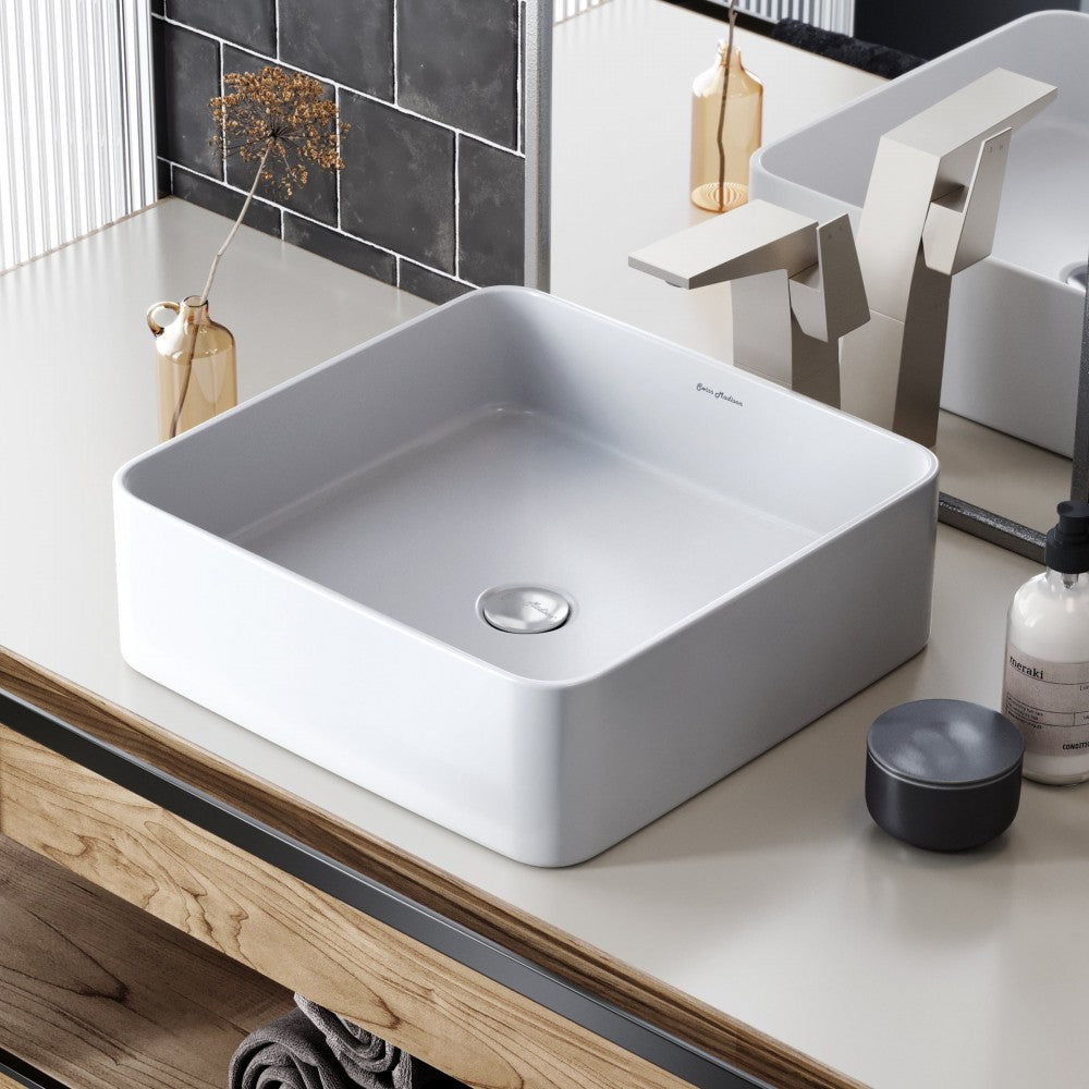 Swiss Madison Concorde Ceramic Square Vessel Sink