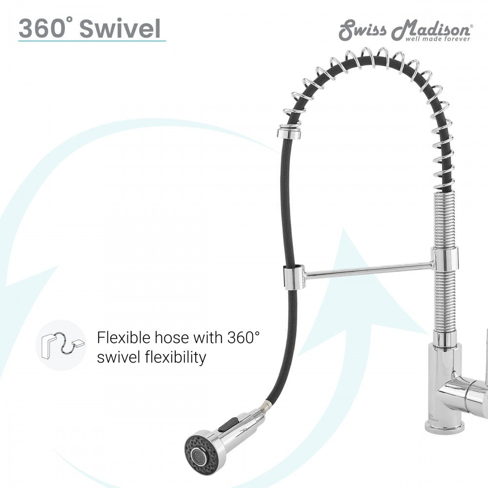Swiss Madison Nouvet Single Handle, Pull-Down Kitchen Faucet in Chrome