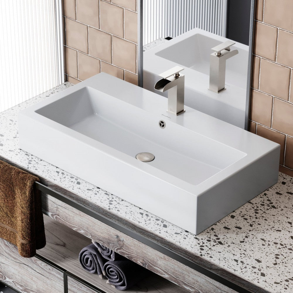 Swiss Madison Voltaire Wide Rectangle Vessel Sink