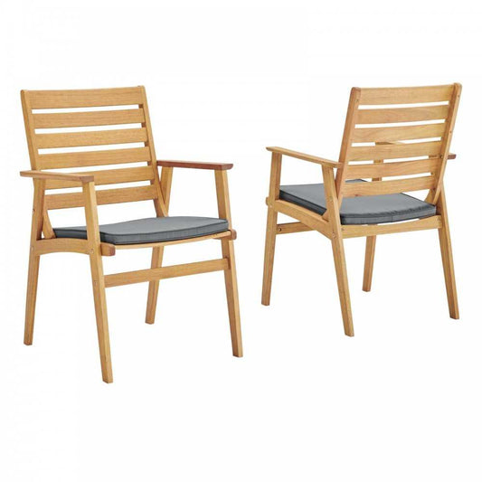 Syracuse Outdoor Patio Eucalyptus Wood Dining Chair Set of 2
