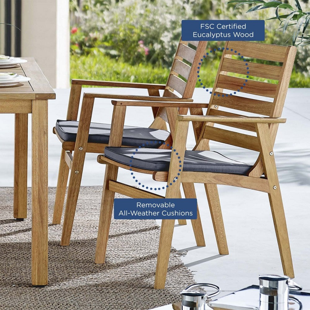 Syracuse Outdoor Patio Eucalyptus Wood Dining Chair Set of 2