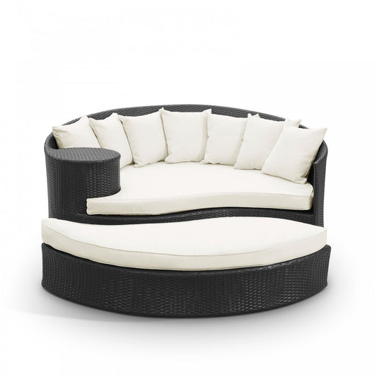 Taiji Outdoor Patio Wicker Daybed, Espresso White