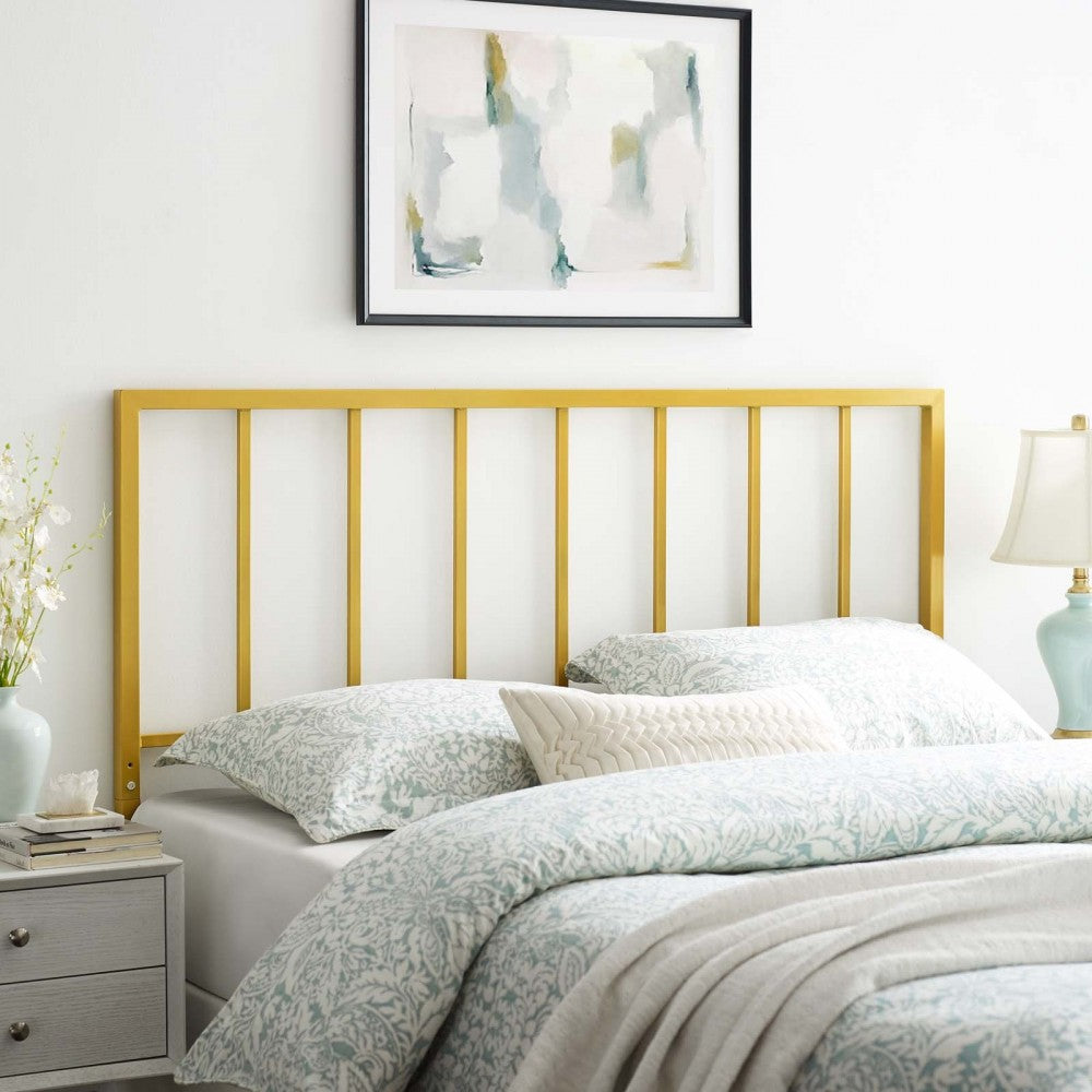 Tatum King Metal Headboard, Gold