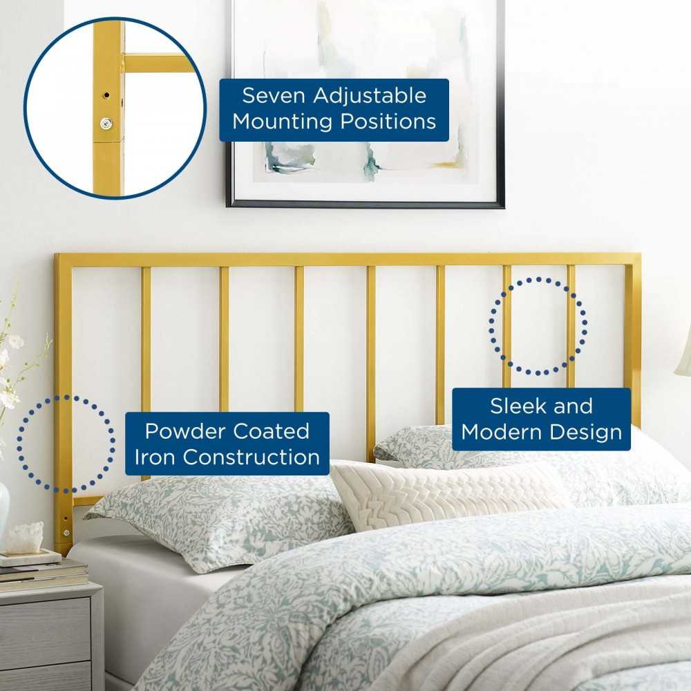 Tatum King Metal Headboard, Gold