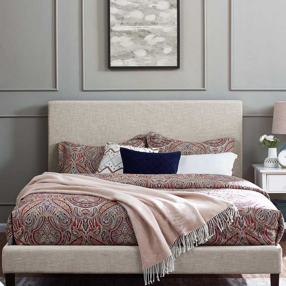 Taylor Full / Queen Upholstered Linen Fabric Headboard, Beige