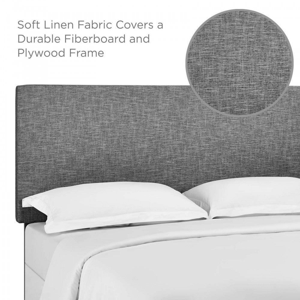 Taylor Full / Queen Upholstered Linen Fabric Headboard, Light Gray