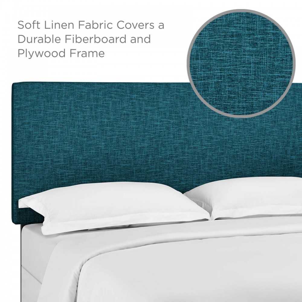 Taylor Full / Queen Upholstered Linen Fabric Headboard, Teal