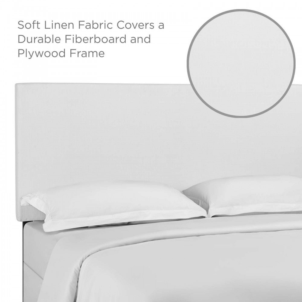 Taylor Full / Queen Upholstered Linen Fabric Headboard, White