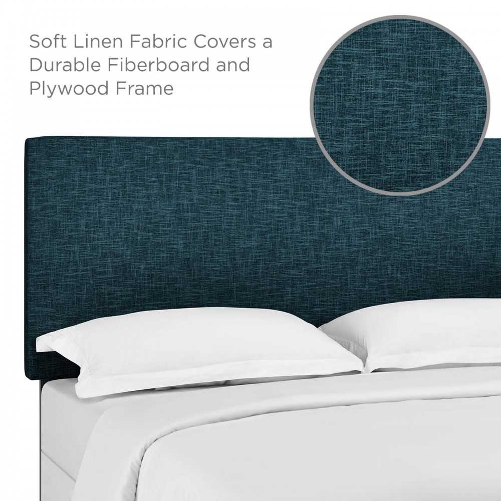 Taylor Full / Queen Upholstered Linen Fabric Headboard, Azure