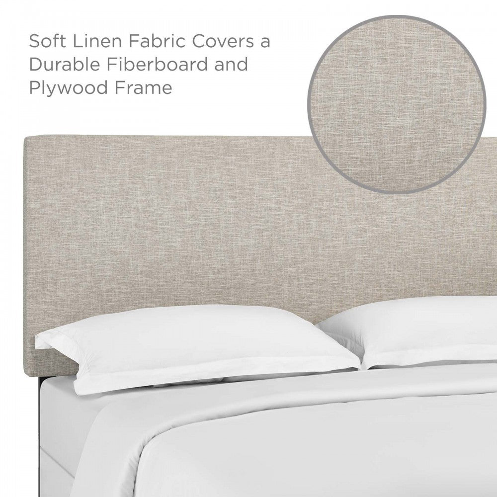 Taylor King and California King Upholstered Linen Fabric Headboard, Beige
