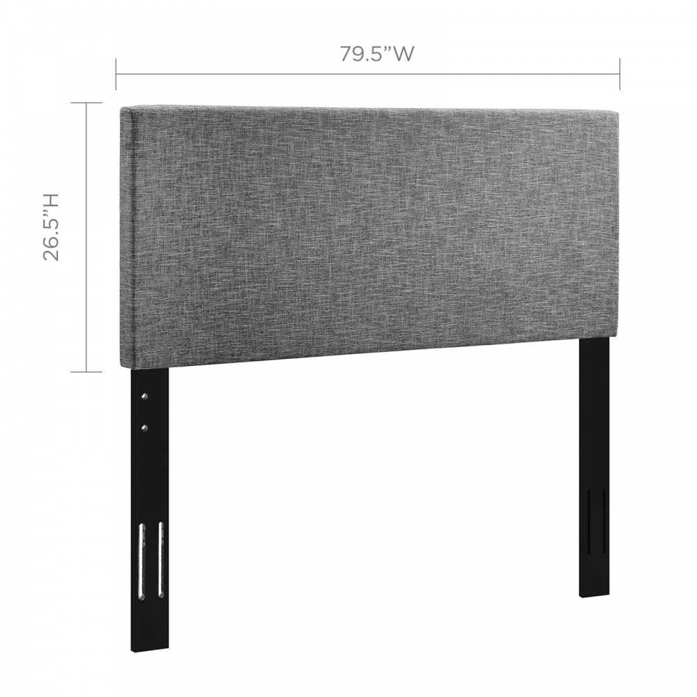 Taylor King and California King Upholstered Linen Fabric Headboard, Light Gray